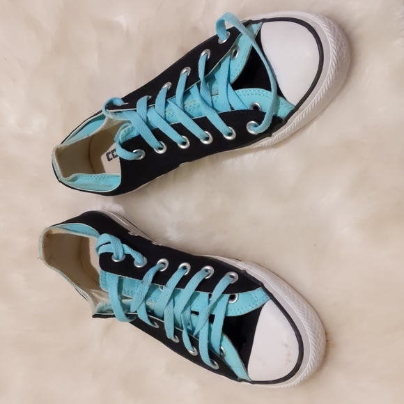 Converse All-Star Black and Teal Sneakers size 8 - Picture 2 of 4